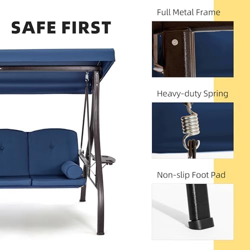 HOMREST 3 Seat Porch Swing - Image 4