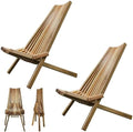 2PCS Wooden Folding Tamarack Chairs, FSC Certified Acacia Low Profile by Melino