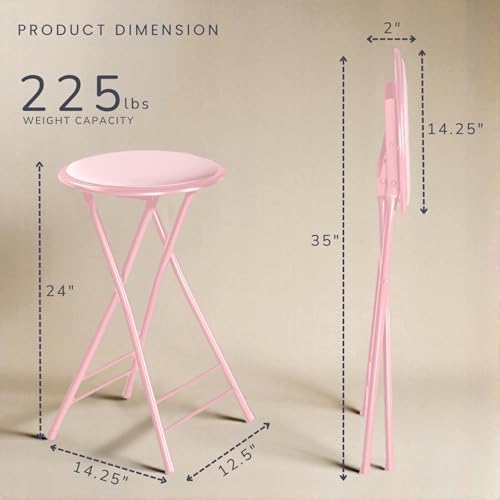 Lavish Home Folding Stool with Padded Backless Seat Set of 2 - Image 3