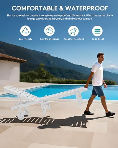 SERWALL HDPE Outdoor Chaise Lounge Set of 2 - Image 5