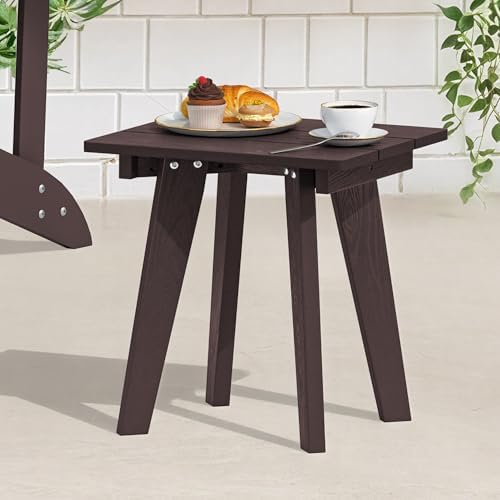 Homejoy HDPE Outdoor Side Table, Small Outdoor End Table, Chocolate Brown - Image 2