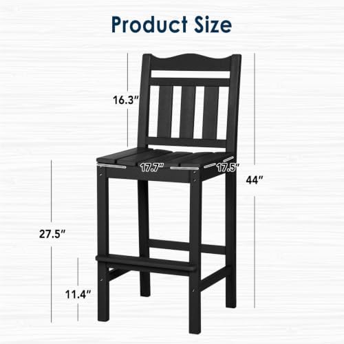 nalone Outdoor Bar Stool, HDPE Tall Adirondack Chair Bar Chair, Weather - Image 3