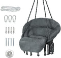 Hammock Chair with Cushion, Handmade Macrame Swing Chair with Hanging Hardware by Bathonly