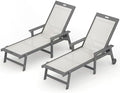 LUE BONA Lounge Chair Outdoor Set of 2, HDPS & HDPE Wicker Adjustable Chaise by LUEBONA