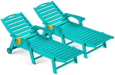 Ciokea Outdoor Chaise Lounge Chair Set of 2, Patio Lounge Chairs by CIOKEA