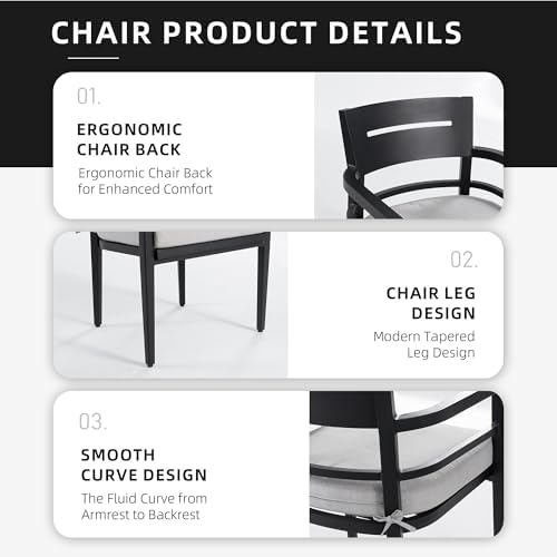 4 Piece Aluminum Dining Chairs Set, Outdoor/Indoor Stationary Dining Chairs - Image 5