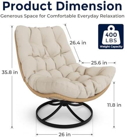 Outdoor Wicker Swivel Chair, 360° Rotating Patio Chair - Image 2
