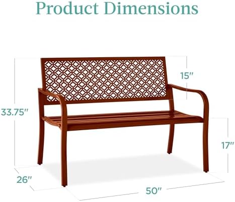 Best Choice Products Outdoor Bench 2-Person Metal Steel Benches Furniture - Image 2