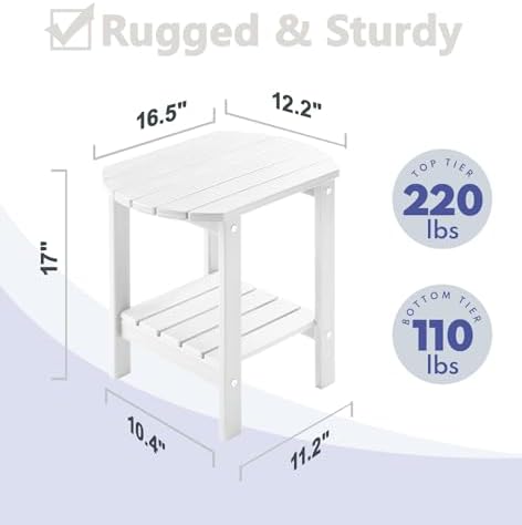 Outdoor Side Table, 2-Tier Storage Patio Side Table, HDPE Adirondack Side Table - Image 2