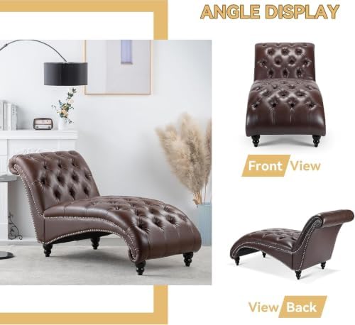 62.8" Faux Leather Chaise Lounge Indoor - Image 5