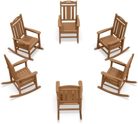Oversized Outdoor Rocking Chairs Set of 6, 380lbs Heavy-Duty Large Patio Rocker by CIOKEA