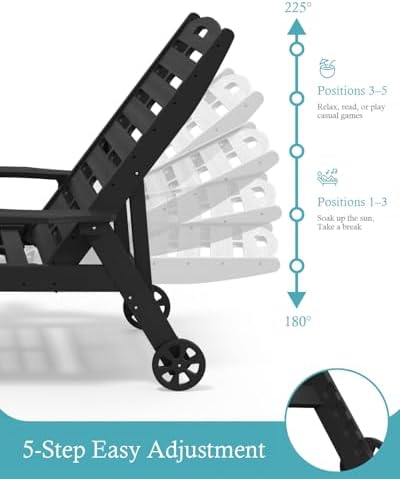 Lounge Chair Outdoor Set of 2, 5-Position Adjustable Patio Lounge Chairs - Image 4