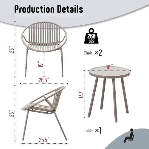 3-Piece Outdoor Bistro Table and Chairs Set - Image 3