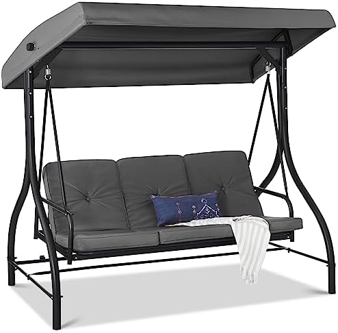 Best Choice Products 3-Seat Outdoor Large Converting Canopy Swing Glider by BestChoiceProducts