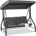Best Choice Products 3-Seat Outdoor Large Converting Canopy Swing Glider by BestChoiceProducts