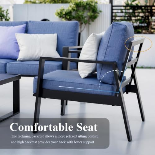 Outdoor Couch, All-Weather Metal Outdoor Sofa, Oversized Patio Couch, Aluminum - Image 4