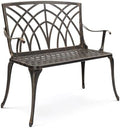 VINGLI 38" Outdoor Metal Bench, Cast Aluminium Garden Bench, Weatherproof by VINGLI