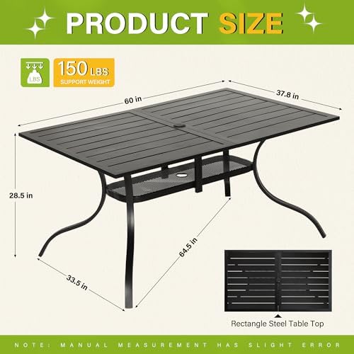 Oakcloud 60"x36" Patio Dining Table, Outdoor Metal Rectangular Table Patio - Image 3