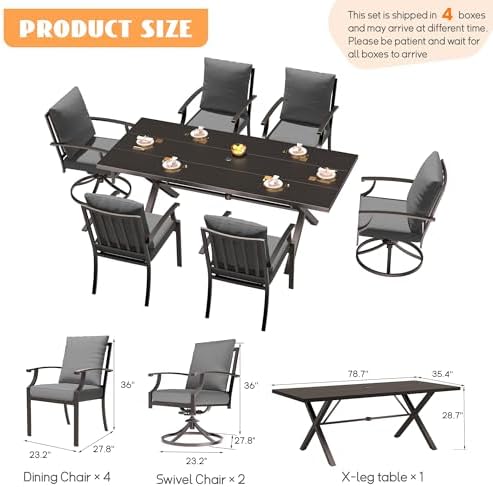 7-Piece Patio Dining Set Outdoor Conversation Set, Metal Outdoor Furniture Set - Image 7