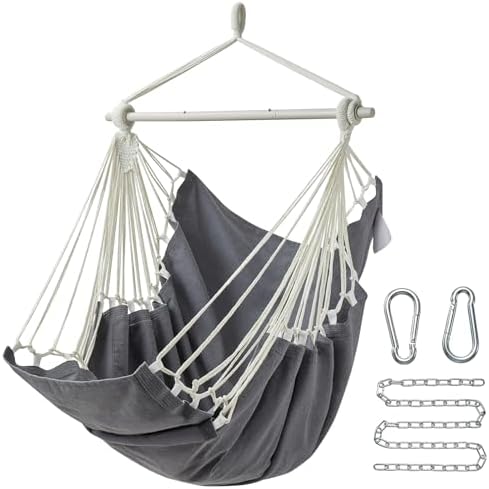 XL Hammock Chair with Footrest, Steel Spreader Bar, 500 lb Capacity by CHULIM