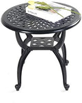 Mandolin Black Cast Aluminum Round Outdoor Patio Coffee End Table by AKSquared