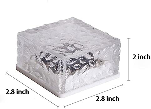 Solar Outdoor Ice Cube Lights for Garden Decoration, 2.8 ”x 2.8” Frosted Acrylic Brick Waterproof Solar Landscape Lights for Tabletop Yard Patio Pathway Decor (Warm White) (4 Pieces)