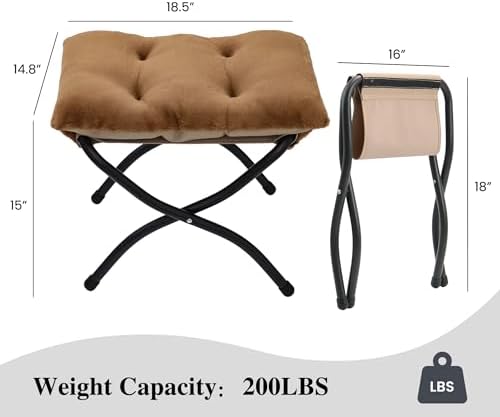 15" Folding Ottoman, Foldable Footrest Stool, Portable Small Foot Stool - Image 3