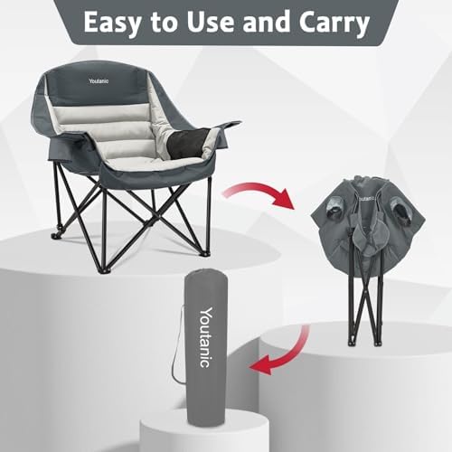 Oversized Padded Camping Chair, Portable Folding Camping Chairs - Image 6