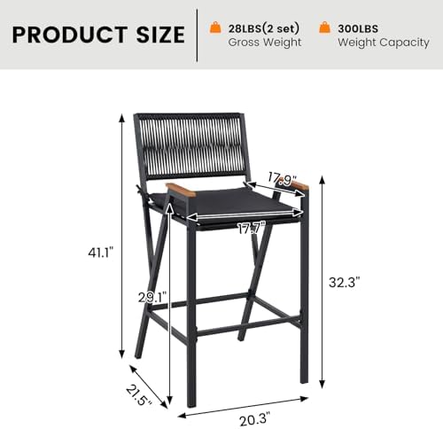 Sundale Outdoor Wicker Bar Stool, Counter Height Patio Chair - Image 3