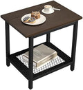 2-Tier Outdoor Side Table with Storage, Weather Resistant Patio End Table by PyraLineHome