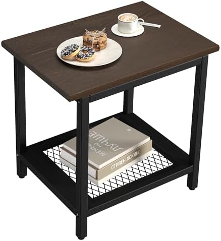 2-Tier Outdoor Side Table with Storage, Weather Resistant Patio End Table by PyraLineHome