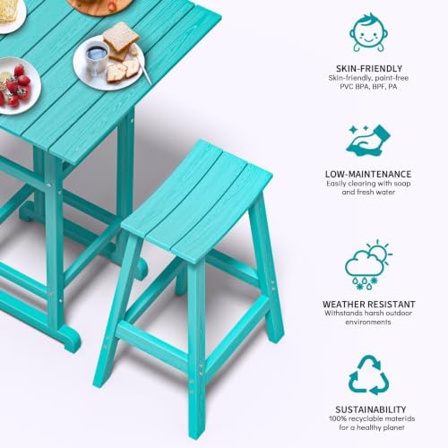 HDPE Bar Set 3 Pieces, 2 Bar Stools - Image 2