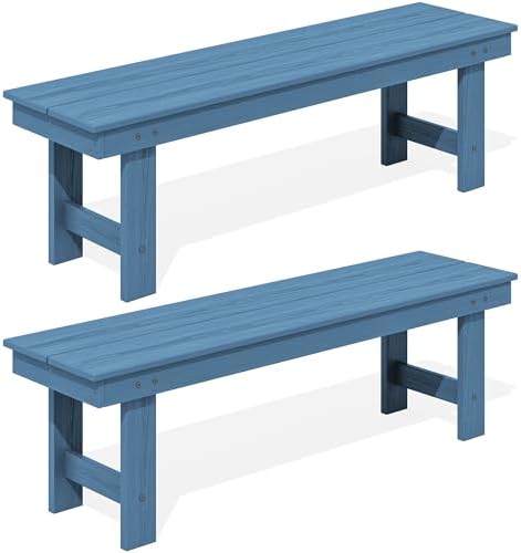 SERWALL 2-Person Backless Outdoor Bench 56 Inches, 2 Pack by SERWALL