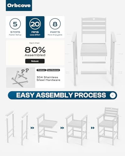 Patio Bar Table, Adirondack Chairs and Table 4 Pieces Set, Outdoor Bar Stools - Image 4