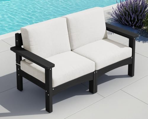 SERWALL HDPE Outdoor Loveseat Sofa, Outdoor 2 Pieces Single Sofa by SERWALL