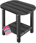2-Tier Patio Side Table, Heavy Duty HDPE Outdoor End Table by LZRSPET