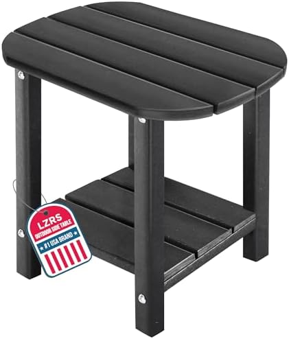 2-Tier Patio Side Table, Heavy Duty HDPE Outdoor End Table by LZRSPET
