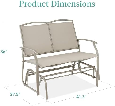 Best Choice Products 2-Person Outdoor Patio Swing Glider Steel Bench Loveseat - Image 3
