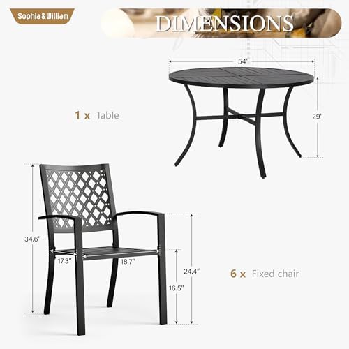 Sophia & William 7 Pc Round Outdoor Dining Set - Image 7