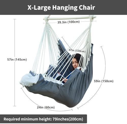 XL Hammock Chair with Footrest, Steel Spreader Bar, 500 lb Capacity - Image 6