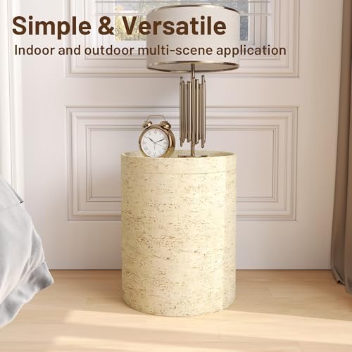 COSIEST Outdoor Side Table, Cylinder Shaped MgO Patio End Table, Lightweight - Image 4