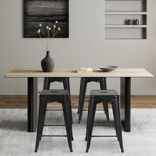 FDW | 24" Metal Bar Stools | Black | Set of 4 - Image 2