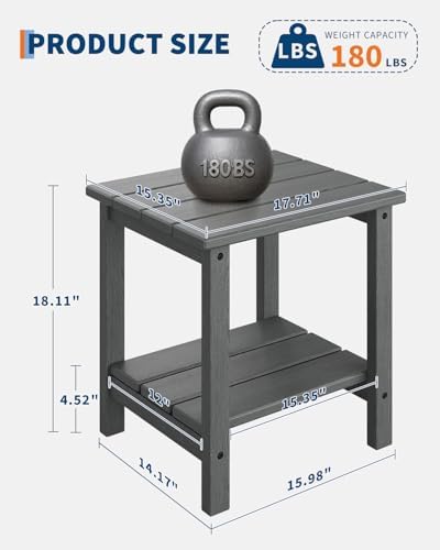 Adirondack Outdoor Side Table 18”x15“, HDPE 2-Tier Patio End Table - Image 3