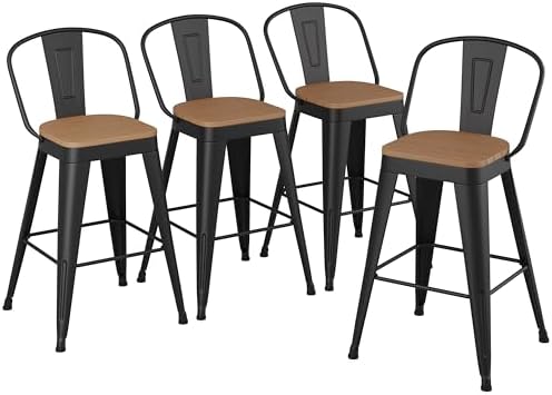 Metal Bar Stools Set of 4 Counter Height Chairs - Image 3