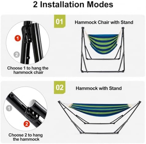 2-in-1 Hammock Chair with Stand, Portable Hammock - Image 6