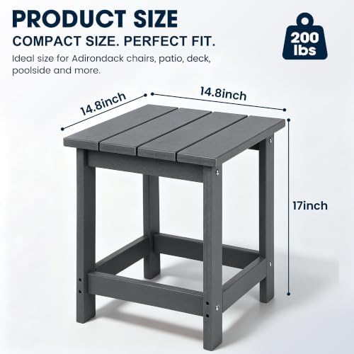 Patio Side Table, Heavy Duty HDPE Outdoor End Table - Image 3