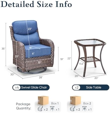 Luxury 6" Thick Cushioned Outdoor Swivel Rocker Patio Chairs Set of 4 - Image 2