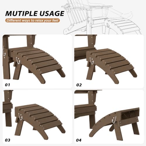 Domi Adirondack Ottoman Footstool, HDPE Outdoor Ottoman Foot Rest - Image 6