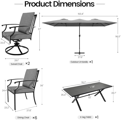 10 PCS Outdoor Patio Dining Set - Image 7