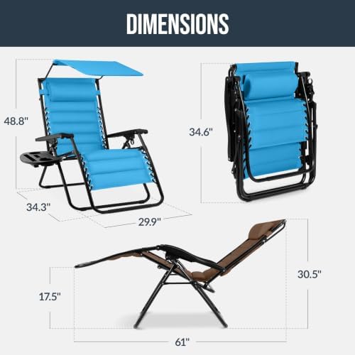 Best Choice Products Oversized Padded Zero Gravity Chair Recliner w/ Canopy - Image 2